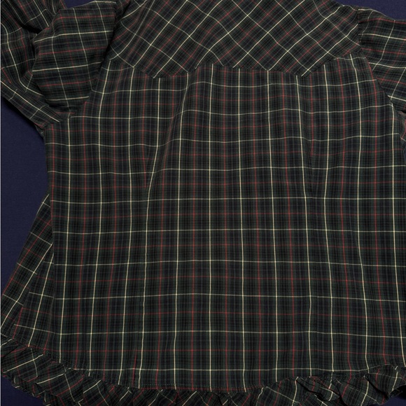 Plaid Ruffle Button-Up Shirt - Picture 6 of 14
